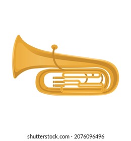 Tuba musical instrument isolated on white background.Vector.