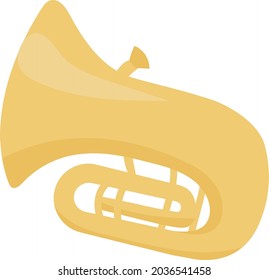 Tuba musical instrument semi flat color vector object. Full sized item on white. Woodwind instrument. Brass trumpet isolated modern cartoon style illustration for graphic design and animation