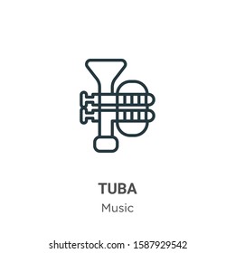 Tuba outline vector icon. Thin line black tuba icon, flat vector simple element illustration from editable music concept isolated on white background