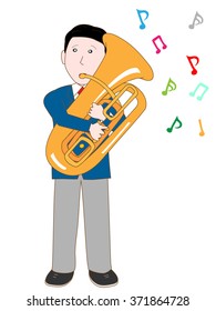 The tuba performance by the high school boy.