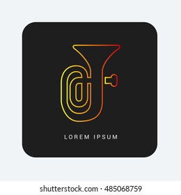 Tuba Red & Orange gradient attractive line thin icon / logo design