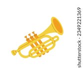 Tuba, trumpet. Musical instruments silhouette. Vector illustration.