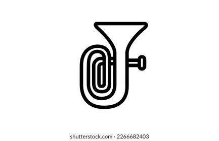 ícono de vector tuba estilo simple negro y blanco instrumento de viento 8 eps