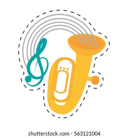 tuba wind brass music instrument dotted line vector illustration eps 10