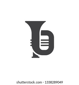 Tuba wind instrument vector icon. filled flat sign for mobile concept and web design. Musical instrument glyph icon. Symbol, logo illustration. Pixel perfect vector graphics
