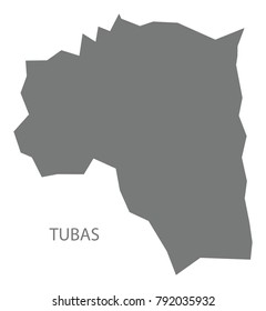 Tubas map of Palestine grey illustration silhouette shape