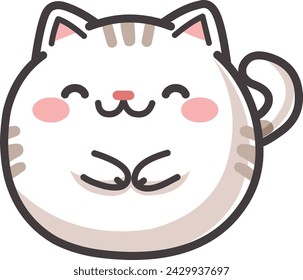 Tubby white cat in a kawaii style