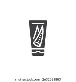 Tube with aloe vera leaf vector icon. filled flat sign for mobile concept and web design. Sun gel tube glyph icon. Symbol, logo illustration. Vector graphics