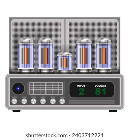 Tube audio power amplifier. A device for enhancing sound characteristics. Vintage hi-fi equipment. Vector illustration svg
