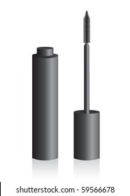 A tube of black mascara. Vector illustration. Isolated on white.