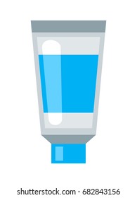 Tube of blue paint, flat style vector illustration.