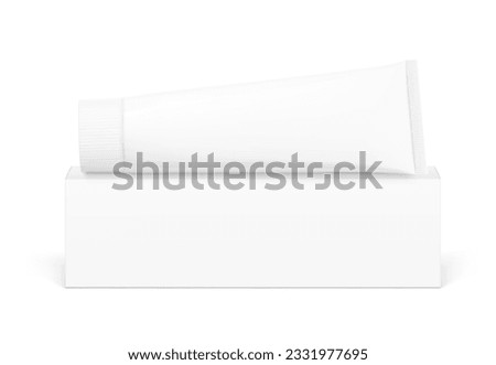 Tube with box set. Can be used for cosmetic, medical, gels, creams, shampoo and pastes. Vector illustration isolated on white background. Taking your flat design into 3D. EPS10.