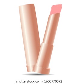 Tube with a cap of pink lipstick. Vector art
