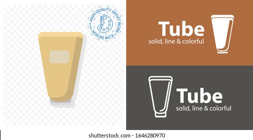 Tube container for cream flat icon. line icon