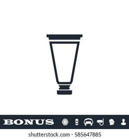 Tube container cream icon flat. Black pictogram on white background. Vector illustration symbol and bonus button