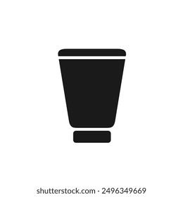 Contenedor de tubo para crema, pasta de dientes, gel, ungüento icono en la silueta. Pictograma minimalista en blanco y negro. Ilustración vectorial aislada sobre fondo blanco. Para el Web, móvil, Plantilla del logotipo