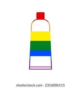 Tube container sign. Rainbow gay LGBT rights colored Icon at white Background. Illustration.