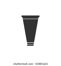 Tube, container, toothpaste, cream icon flat. Illustration isolated on white background. Vector grey sign symbol