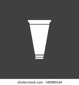 Tube, container, toothpaste, cream icon flat. Vector white illustration isolated on black background. Flat symbol
