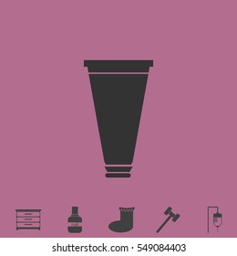 Tube, container, toothpaste, cream icon flat. Simple vector grey pictogram and bonus symbol