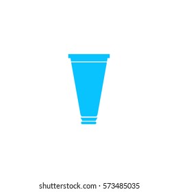 Tube, container, toothpaste or cream icon flat. Blue pictogram on white background. Vector illustration symbol