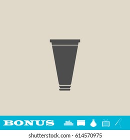 Tube, container, toothpaste, cream icon flat. Grey pictogram on light background. Vector illustration symbol and bonus button real estate, ottoman, vase, tv, fishing rod