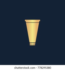 Tube, container, toothpaste, cream icon flat. Simple gold pictogram on dark background. Vector illustration symbol