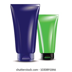 tube for cosmetic, blue and green tube, vector