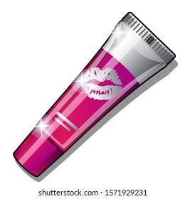 Tube with cosmetic products isolated on a white background. Vector cartoon close-up illustration