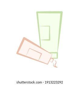 A tube with cosmetics, shampoo, cream. Flat vector illustration.