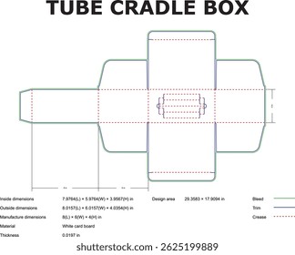 Tube Cradle Box Die Cut Template Blueprint For Packaging Design