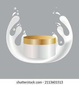 tube of cream. clean packaging for cosmetic cream with smear in the background. vector illustration, eps 10.