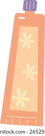 Tube of Cream with Floral Design, Beauty Product Flat Illustration