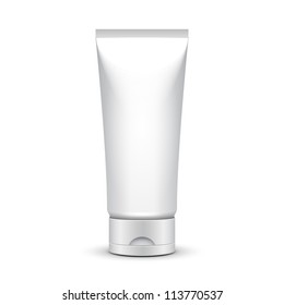 Tube Of Cream Or Gel Grayscale Silver White Clean. Ready For Your Design. Product Packing Vector EPS10