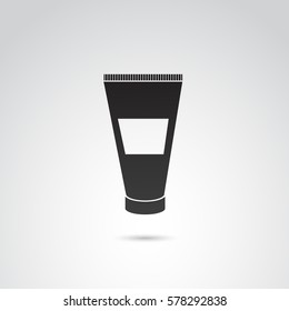 Tube, cream icon isolated on grey background. Vector art.