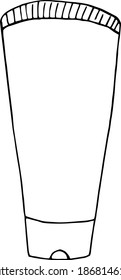 tube of cream packaging icon, sticker. sketch hand drawn doodle. vector monochrome minimalism. cosmetics.