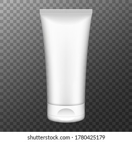 Tube of cream, packaging. Plastic cosmetic tube for cream, gel or toothpaste mockup. Vector illustration.