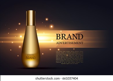 Tube of cream for the skin. Cosmetic ads template, Realistic Cosmetic bottle. Container for cream, foams and other cosmetics with lights and glitter elements on the background, 3d illustration