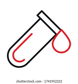 Tube with drop line bicolor style icon design of Medical care and covid 19 virus theme Vector illustration