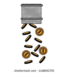 Tube dropping coins scribble