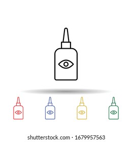 Tube of eye fluid multi color icon. Simple thin line, outline vector of eye care icons for ui and ux, website or mobile application