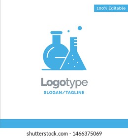 Tube, Flask, Lab, Science Blue Solid Logo Template. Place for Tagline. Vector Icon Template background
