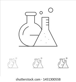 Tube, Flask, Lab, Science Bold and thin black line icon set