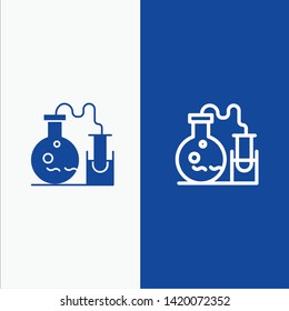 Tube, Flask, Lab, Science Line and Glyph Solid icon Blue banner Line and Glyph Solid icon Blue banner
