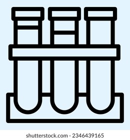 Tube flasks line icon. Medical laboratory glasses for test. Health care vector design concept, outline style pictogram on white use for and app. Eps 10.