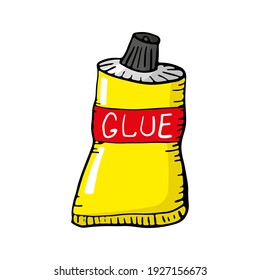 Tube of glue icon. Cute color cartoon sketch drawing. Vector flat graphic hand drawn illustration. The isolated object on a white background. Isolate.