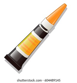 A tube of glue isolated on white background. Vector cartoon close-up illustration.

