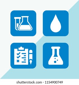 tube icon. 4 tube set with test, flask and blood vector icons for web and mobile app