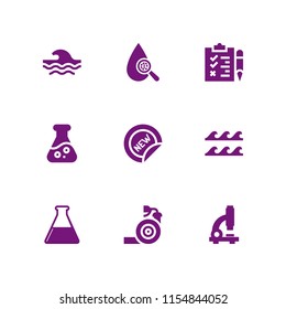 tube icon. 9 tube set with lab, wave, garden hose and flask vector icons for web and mobile app