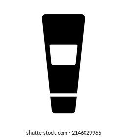 Tube icon. Cream, ointment, paste. Black silhouette. Vertical front view. Vector simple flat graphic illustration. Isolated object on a white background. Isolate.